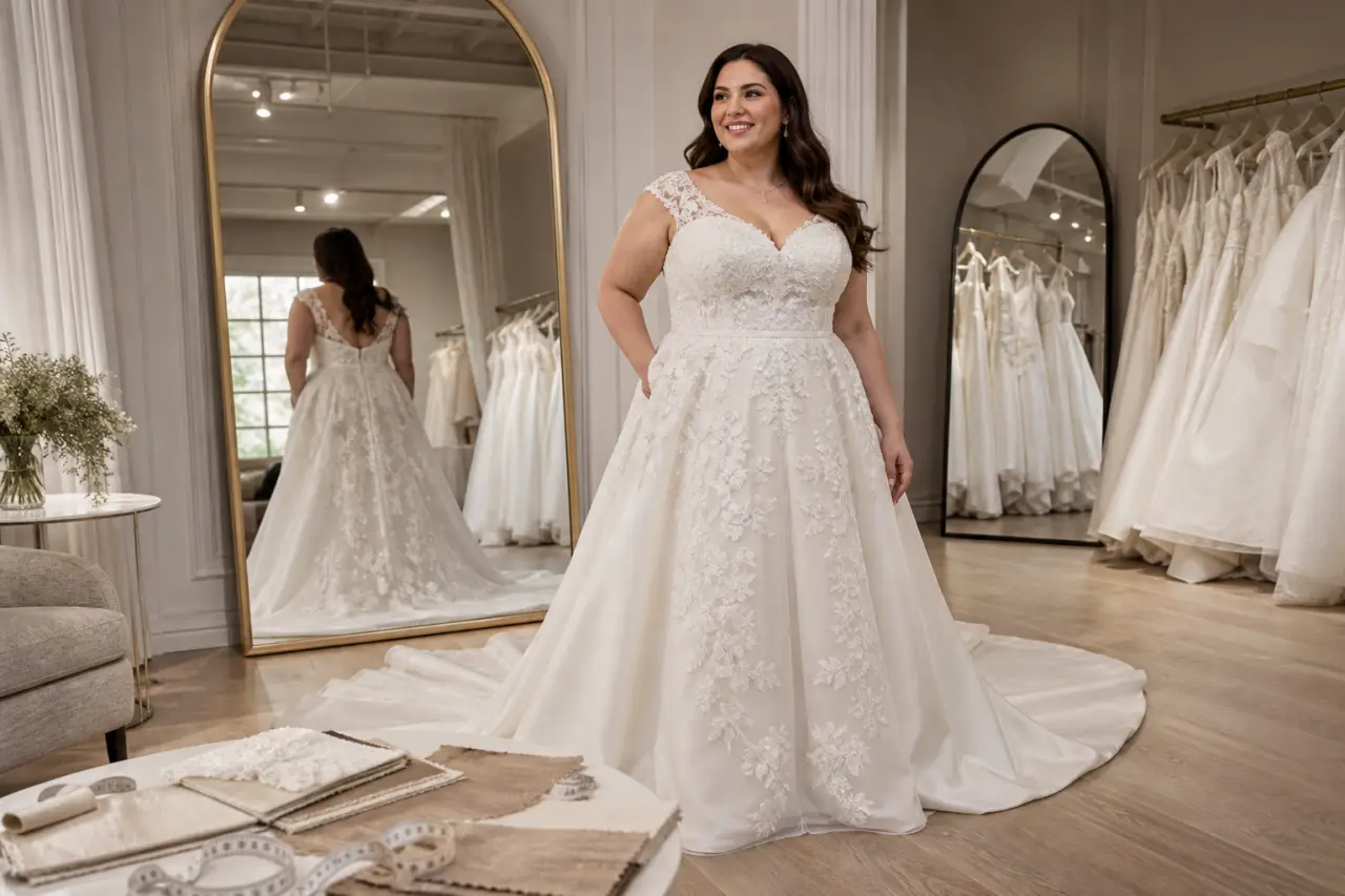 Robe de mariage pour femme ronde : choisir la coupe, la matière et le bon maintien