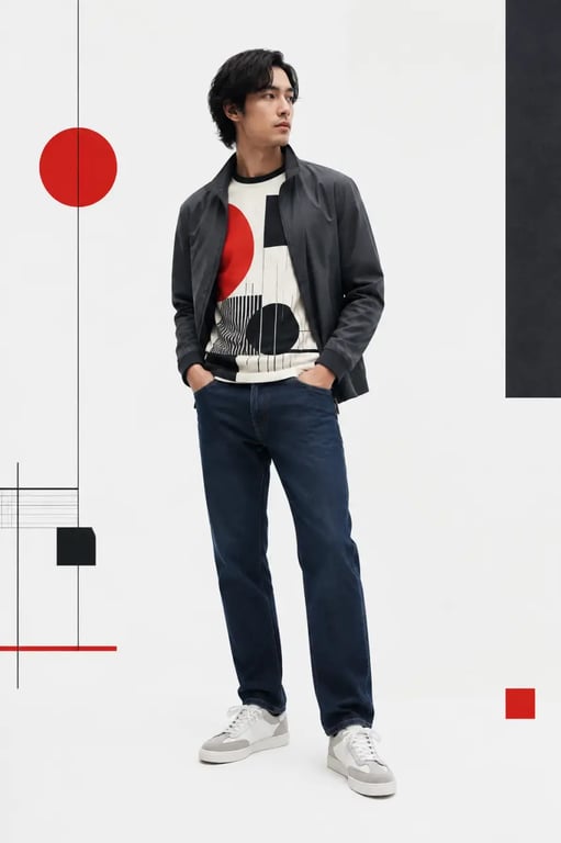 Tenue vêtements manga discrète avec t-shirt graphique et veste urbaine