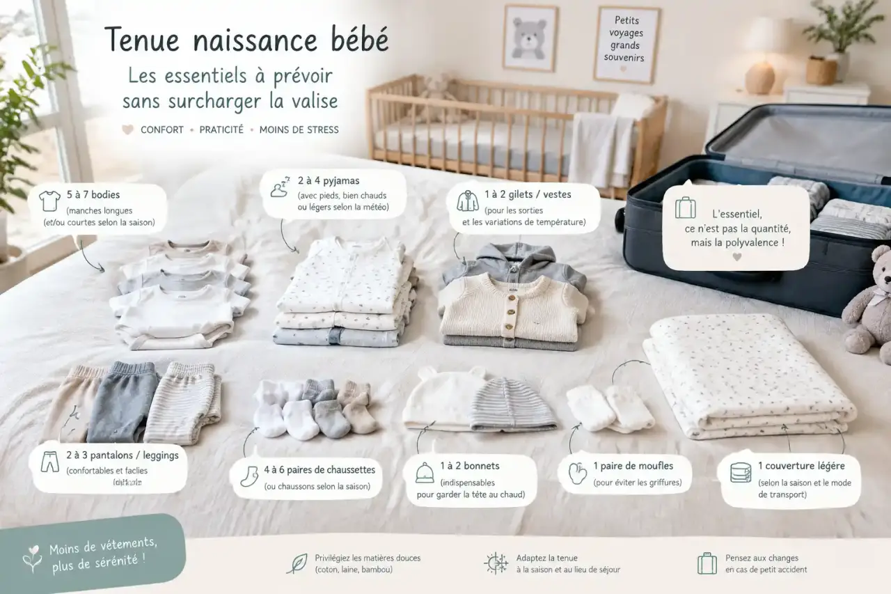 Tenue naissance bébé : les essentiels à prévoir sans surcharger la valise