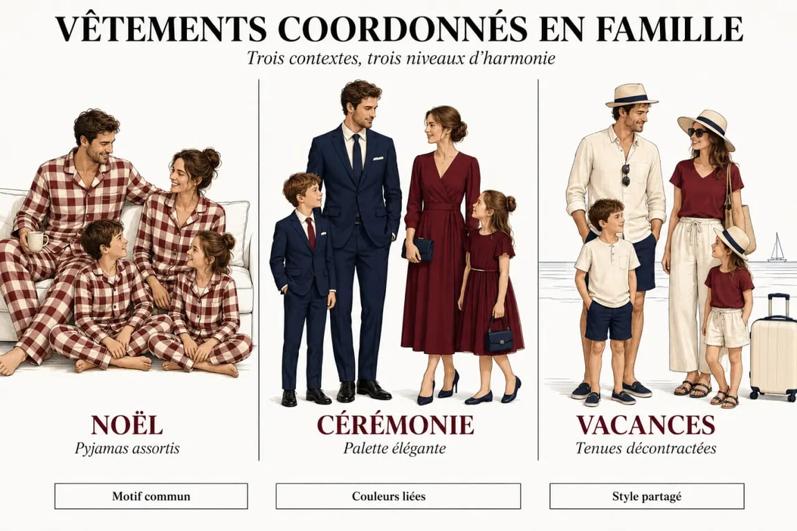 Vêtements assorti famille pour Noël, cérémonie et vacances