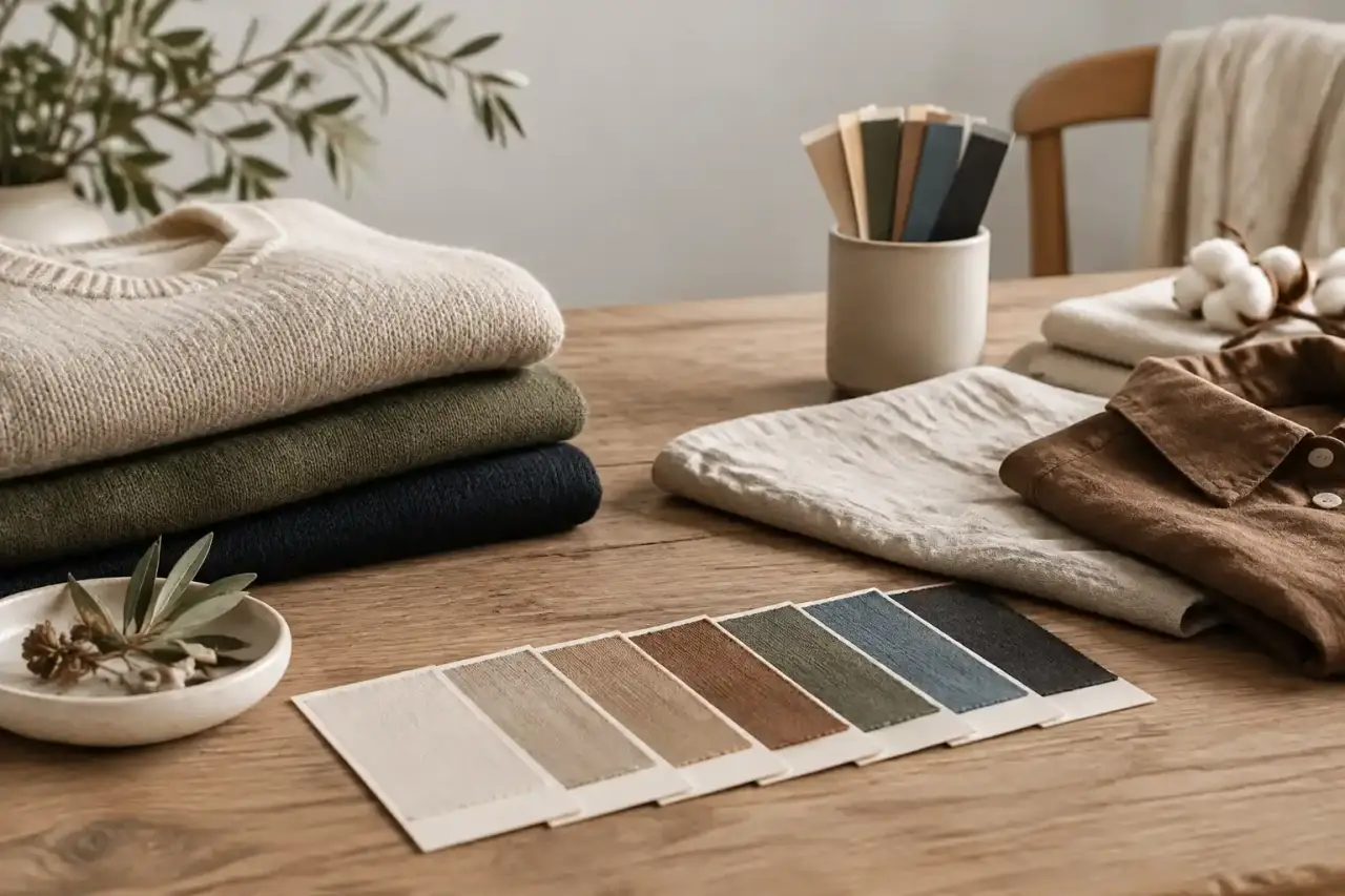 Silhouette minimaliste dans un manteau beige, au cœur d'une architecture sobre