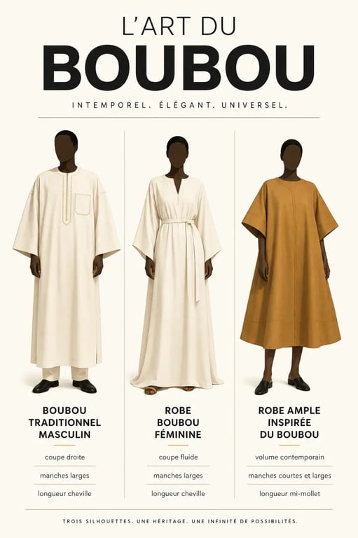 Comparatif du vêtement boubou : boubou traditionnel, robe boubou et version moderne